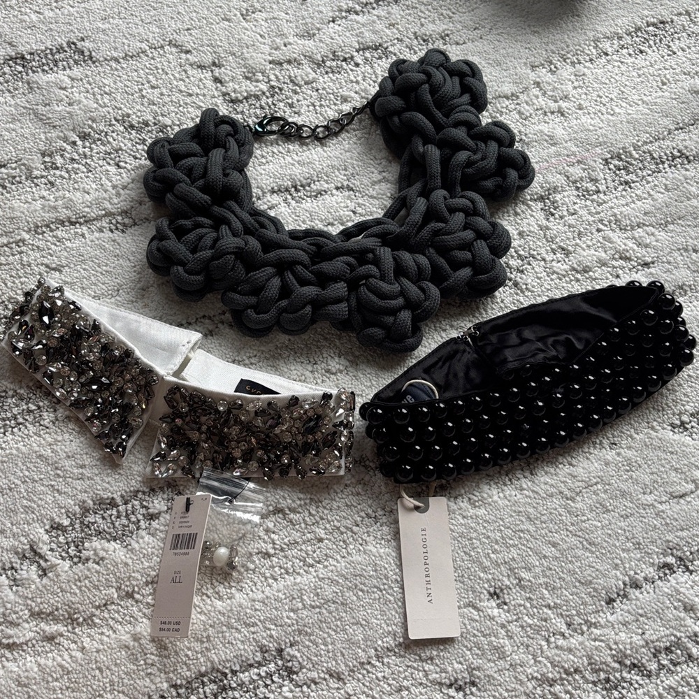 Anthropologie Elegant Black and Silver Women's neck collar set